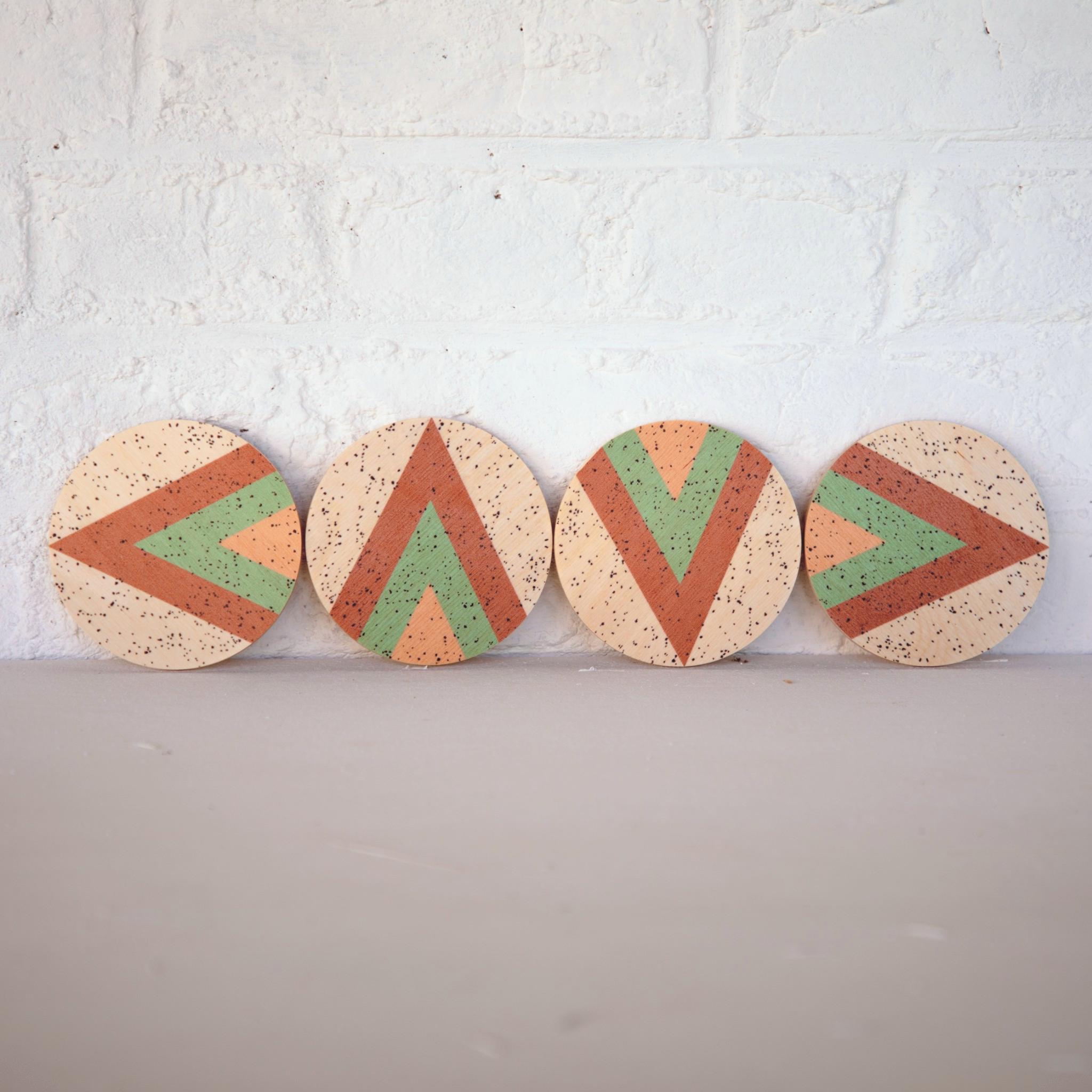 TRAMAKE x A BELLULA - SET 4 DESSOUS DE VERRE BOIS EDITION LIMITEE / LTD EDITION 4 WOODEN COASTERS