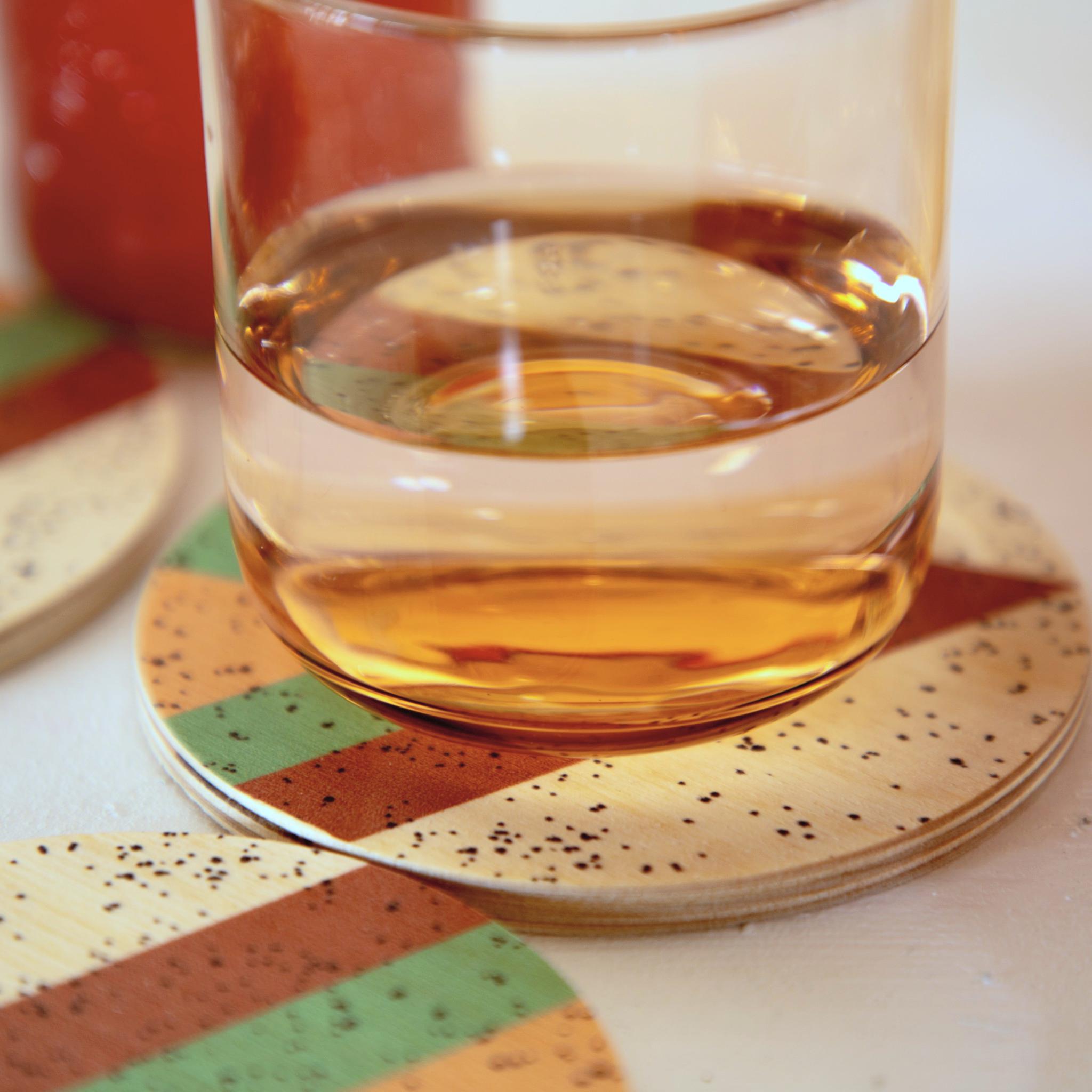 TRAMAKE x A BELLULA - SET 4 DESSOUS DE VERRE BOIS EDITION LIMITEE / LTD EDITION 4 WOODEN COASTERS