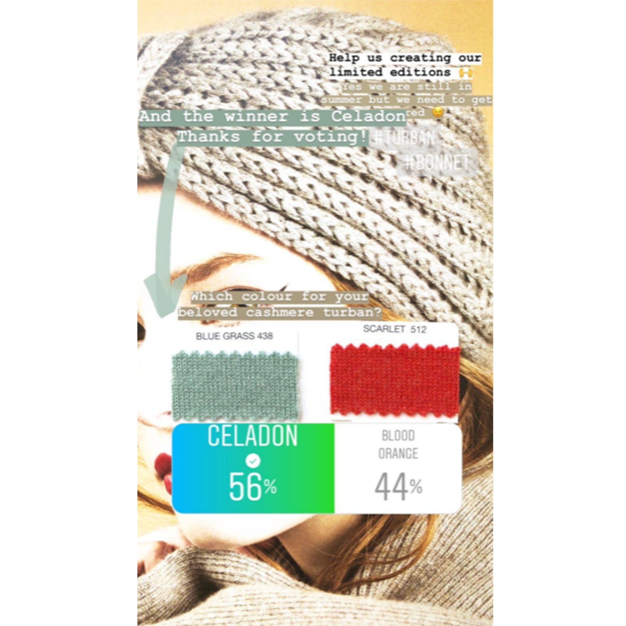 ROSIE SUGDEN x A BELLULA - BONNET TURBAN CELADON EDITION LIMITEE / LTD EDITION CELADON TURBAN HAT